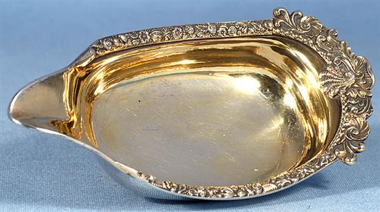 A George III silver and gilt pap boat, by George Knight, Length 151mm Weight 3.4oz/106grms